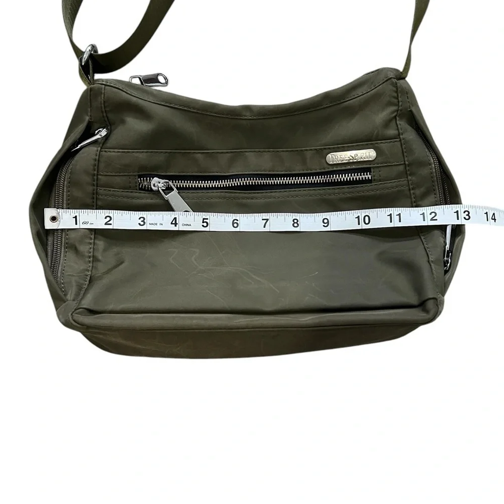 Free Spirit Nylon Crossbody Sling Shoulder Bag – Olive Green